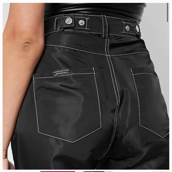 NEW Maniere De Voir Black High Shine Stitch Trousers, US Size 4 - Picture 4 of 5